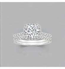 Bague de fiançailles en argent 925 – Double anneau avec zirconium et gravure offerte