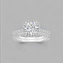 Women's double ring silver zirconium engagement ring