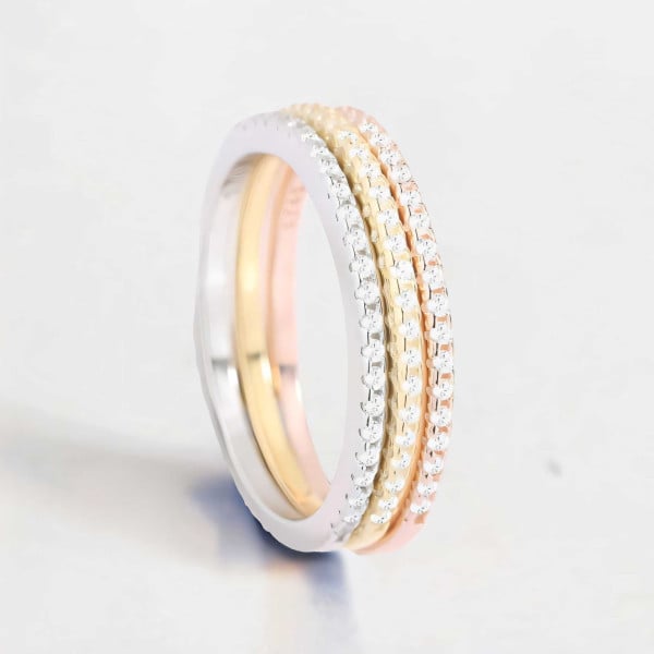 Anillo de mujer de 3 anillos de plata y circonitas.