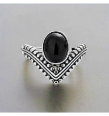 Keltischer Silberring mit schwarzem Onyx