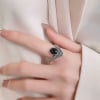 Anillo de plata celta de ónix negro