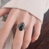 Anillo de plata celta de ónix negro