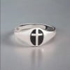 Bague argent ouverte chevaliere croix