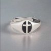 Bague argent ouverte chevaliere croix