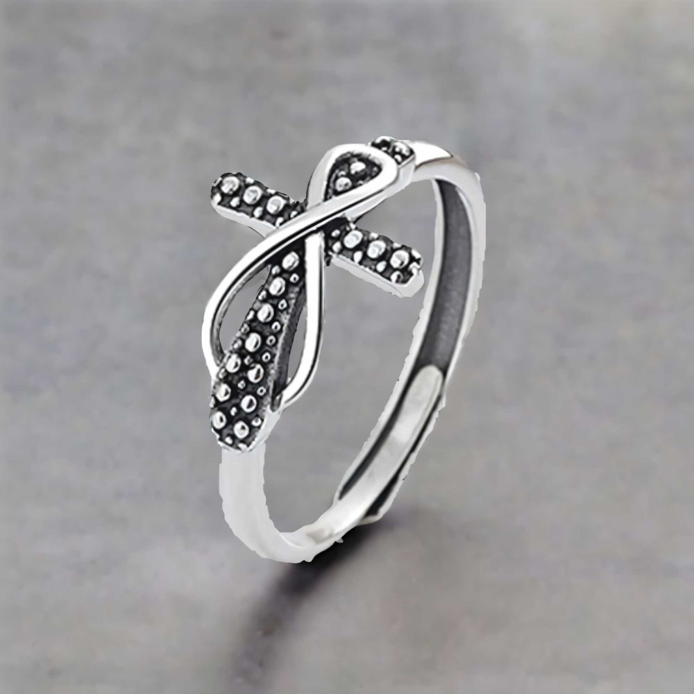 Anello croce infinito aperto in argento