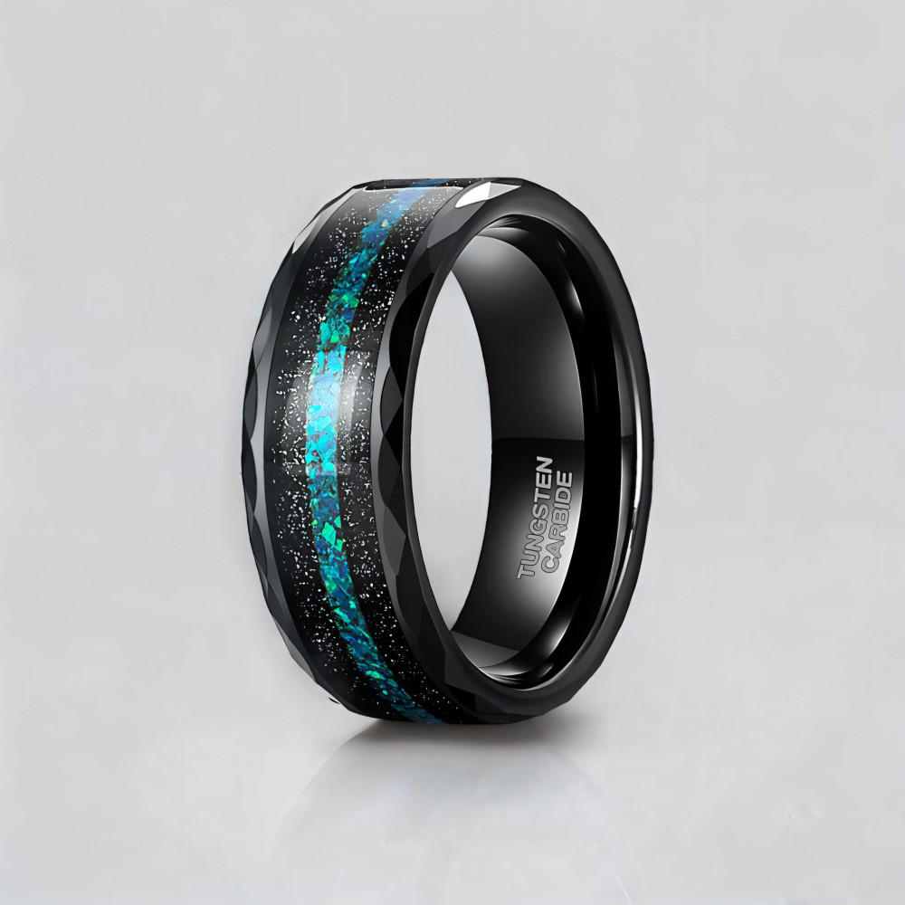 Bague mariage personnalisee alliance tungstene opale