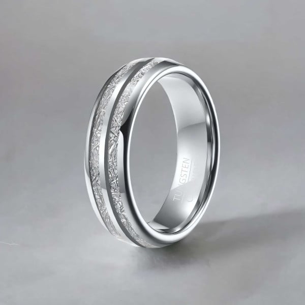 Personalized wedding ring tungsten alliance white fiber