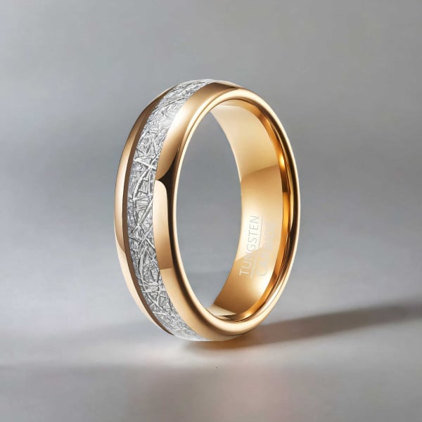 Bague mariage personnalisee alliance plaque or tungstene fibre blanche