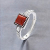 Bague argent ouverte grecque onyx rouge
