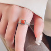Bague argent ouverte grecque onyx rouge