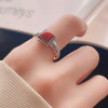 Bague argent ouverte grecque onyx rouge