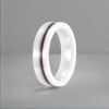 Bague ceramique blanche ligne sablée