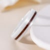 Bague ceramique blanche ligne sablée