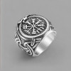 Bague homme acier chevalière runes viking celtique