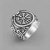 Bague homme acier chevalière runes viking celtique