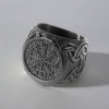 Bague homme acier chevalière runes viking celtique