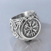 Bague homme acier chevalière runes viking celtique
