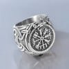 Bague homme acier chevalière runes viking celtique