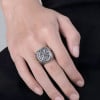 Bague homme acier chevalière runes viking celtique