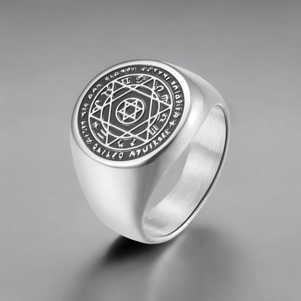 Blanc Chevalière homme étoile de david acier