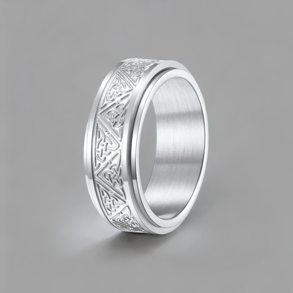 Bague acier chaine tournant anti stress personnalisable
