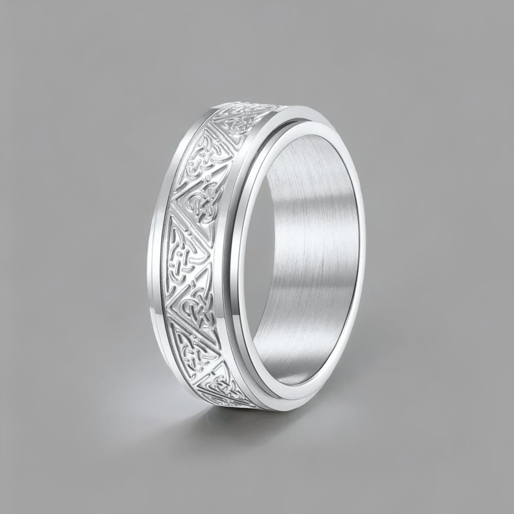 Bague acier chaine tournant anti stress personnalisable