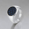Bague homme acier chevaliere fibre de carbone noir