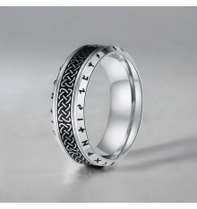 Anillo de acero personalizable runas vikingas celtas