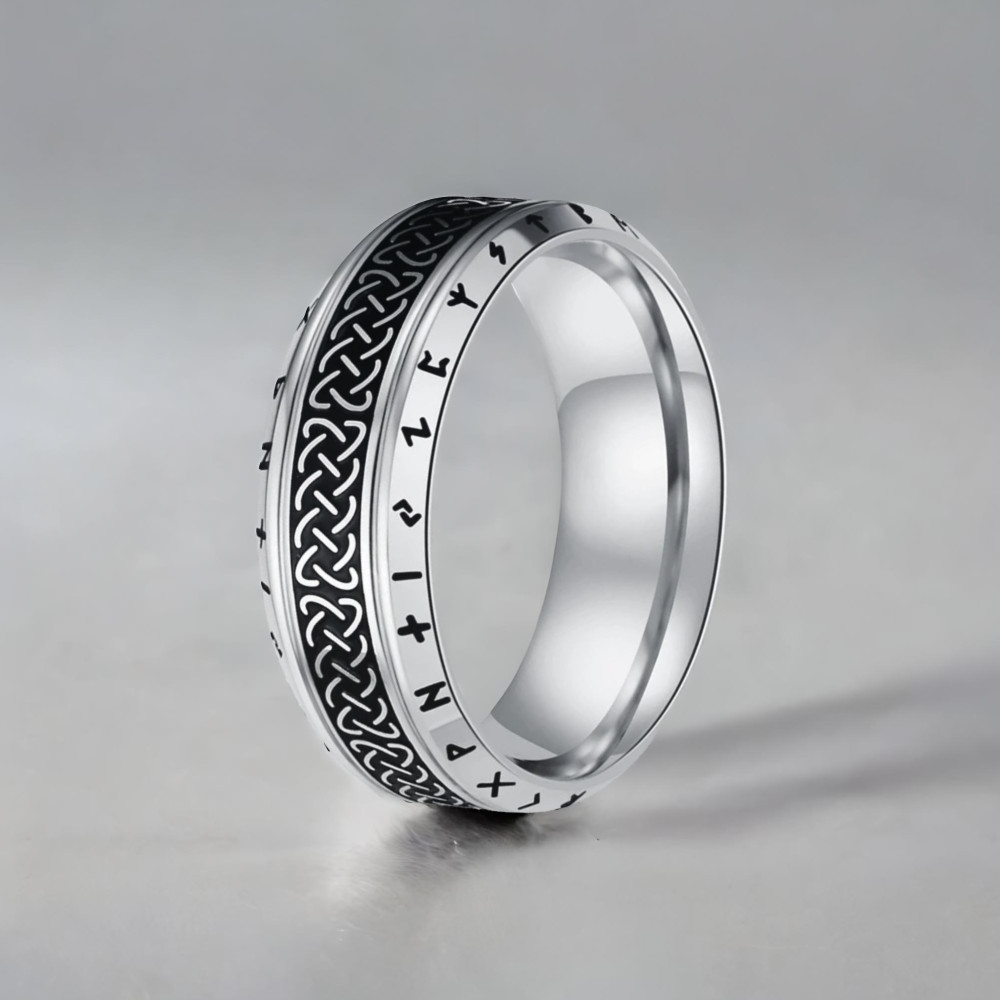 Bague acier personnalisable runes viking celtique