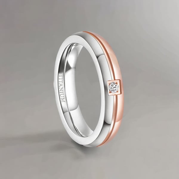 Personalized men's titanium ring with zirconium line ring