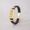 Bracelet cuir tresse franc maçonnerie fermoir acier