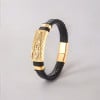 Bracelet cuir tresse franc maçonnerie fermoir acier