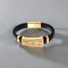Bracelet cuir tresse franc maçonnerie fermoir acier