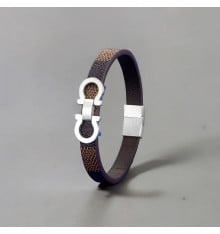 Bracciale in pelle manila da marinaio in acciaio