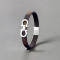 Stalen matrozenmanilla leren armband