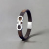Bracelet cuir manille marin acier