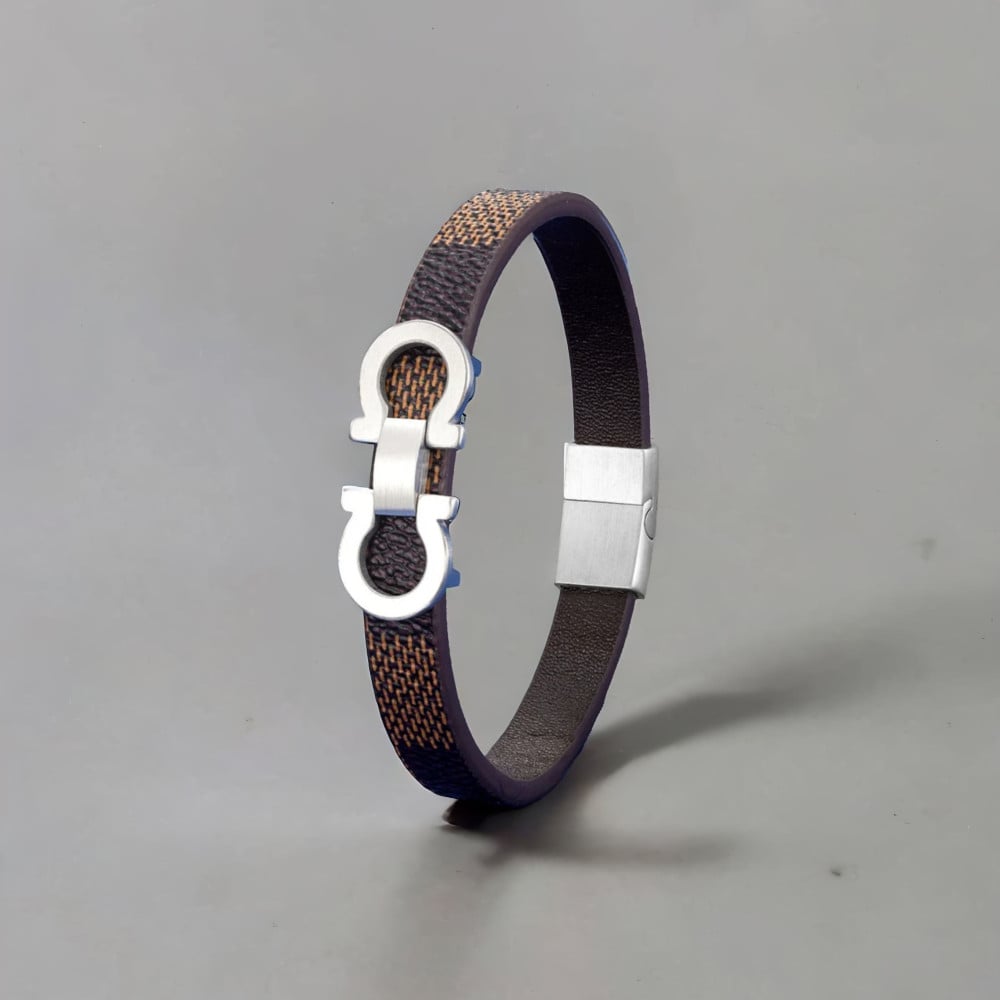 Bracelet cuir manille marin acier