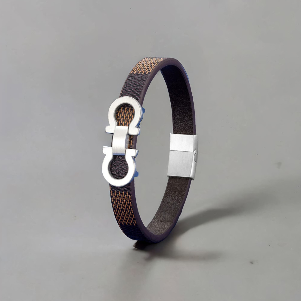 Bracelet cuir manille marin acier