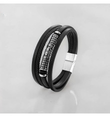 Bracelet cuir celtique cordons runes vikings