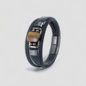 Bracelet cuir noir cordons onyx