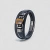 Bracelet cuir noir cordons onyx