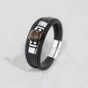 Bracelet cuir noir cordons onyx