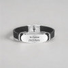 Bracciale barbazzale in pelle PU nera con incisione a 2 linee