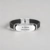 Bracelet gourmette cuir PU noir gravure 2 lignes