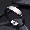 Bracciale barbazzale in pelle PU nera con incisione a 2 linee