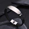 Bracelet gourmette cuir PU noir gravure 2 lignes