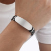 Bracciale barbazzale in pelle PU nera con incisione a 2 linee