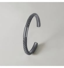 Bracelet jonc cuir tresse acier personnalisable