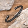 Bracelet jonc cuir tresse acier personnalisable