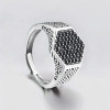 Bague argent ouverte chevalière hexagone